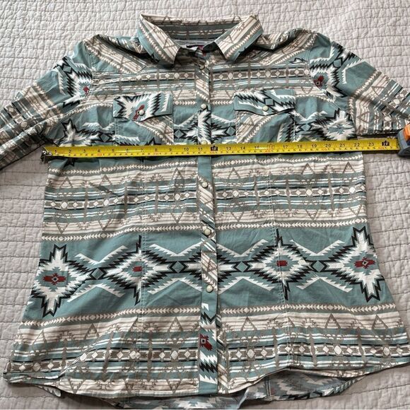 Rock & Roll Denim Aztec Print Snap Shirt Women’s Size XXL - Picture 8 of 10